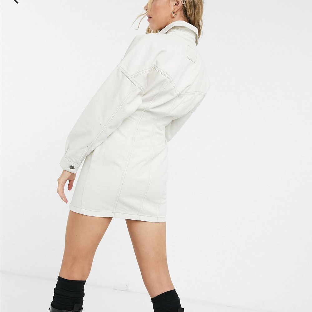 ASOS Cream Button-Front Mini Dress - Picture 2 of 9